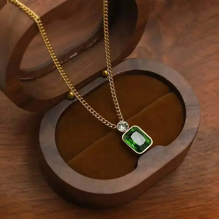 Emerald Duo Pendant Necklace 2Moon Jewellery