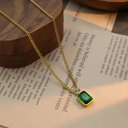 Emerald Duo Pendant Necklace 2Moon Jewellery