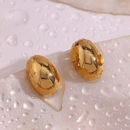 Golden Pebble Stud Earrings | 2Moon Jewellery