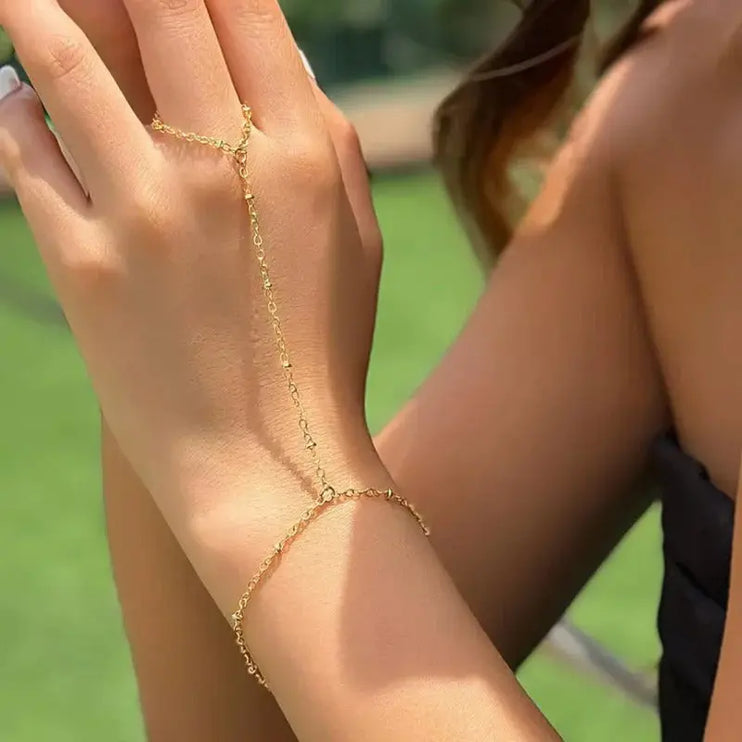 Golden Silhouette Handchain 2Moon Jewellery