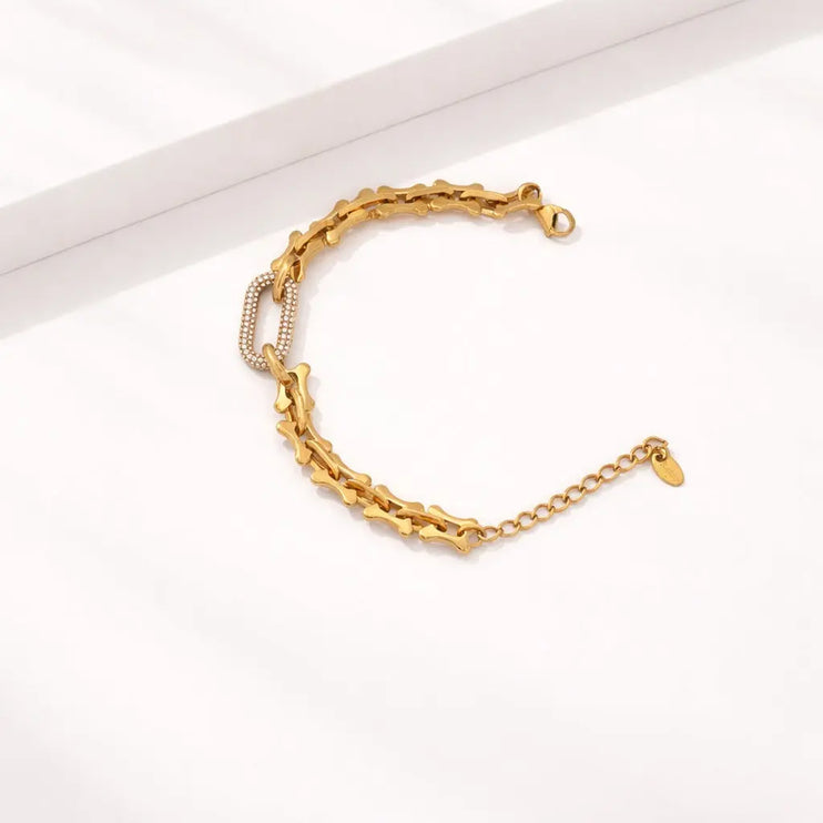 Celestial Link Pavé Bracelet | Gold Oval Pavé Chain Bracelet – 2Moon Jewellery
