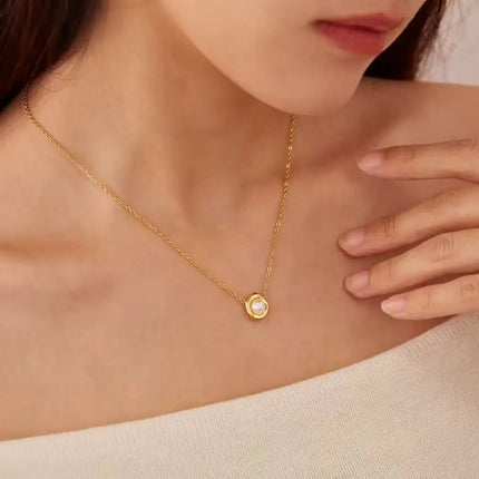 Pearl Halo Pendant Necklace 2Moon Jewellery