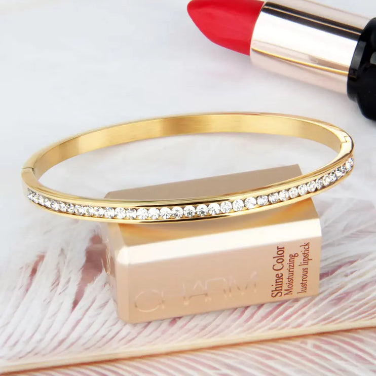 The Milky Way Bracelet | Gold Pavé Bangle Bracelet with Zircon – 2Moon Jewellery