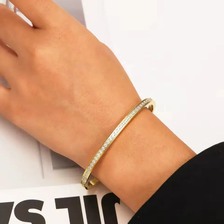 The Milky Way Bracelet | Gold Pavé Bangle Bracelet with Zircon – 2Moon Jewellery