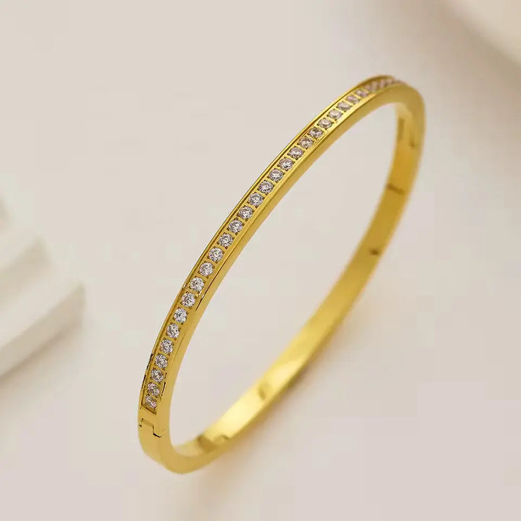 The Milky Way Bracelet | Gold Pavé Bangle Bracelet with Zircon – 2Moon Jewellery