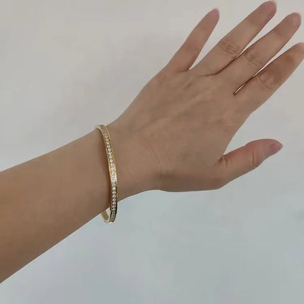 The Milky Way Bracelet | Gold Pavé Bangle Bracelet with Zircon – 2Moon Jewellery