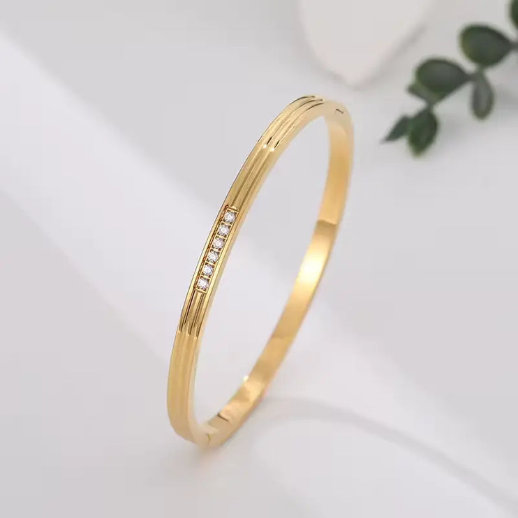 The Planet Saturn Bracelet | Minimal Gold Pavé Bangle – 2Moon Jewellery