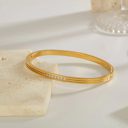 The Planet Saturn Bracelet | Minimal Gold Pavé Bangle – 2Moon Jewellery