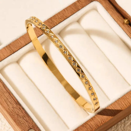 The Galaxy Bracelet | Two-Tone Diamond-Pattern Bangle Bracelet – 2Moon Jewellery