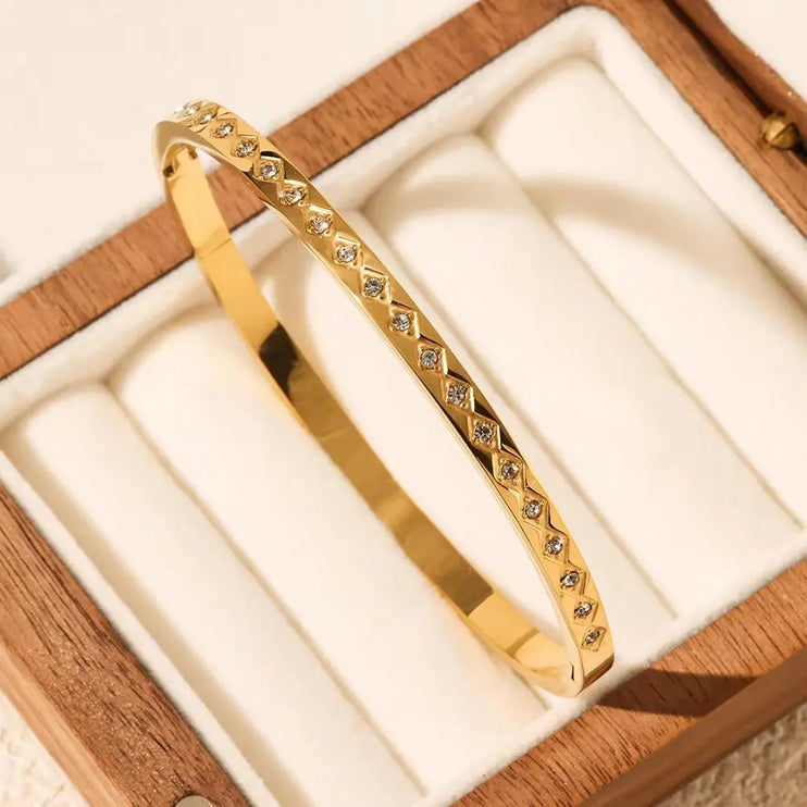 The Galaxy Bracelet | Two-Tone Diamond-Pattern Bangle Bracelet – 2Moon Jewellery