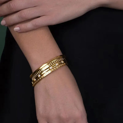 The Milky Way Bracelet | Gold Pavé Bangle Bracelet with Zircon – 2Moon Jewellery