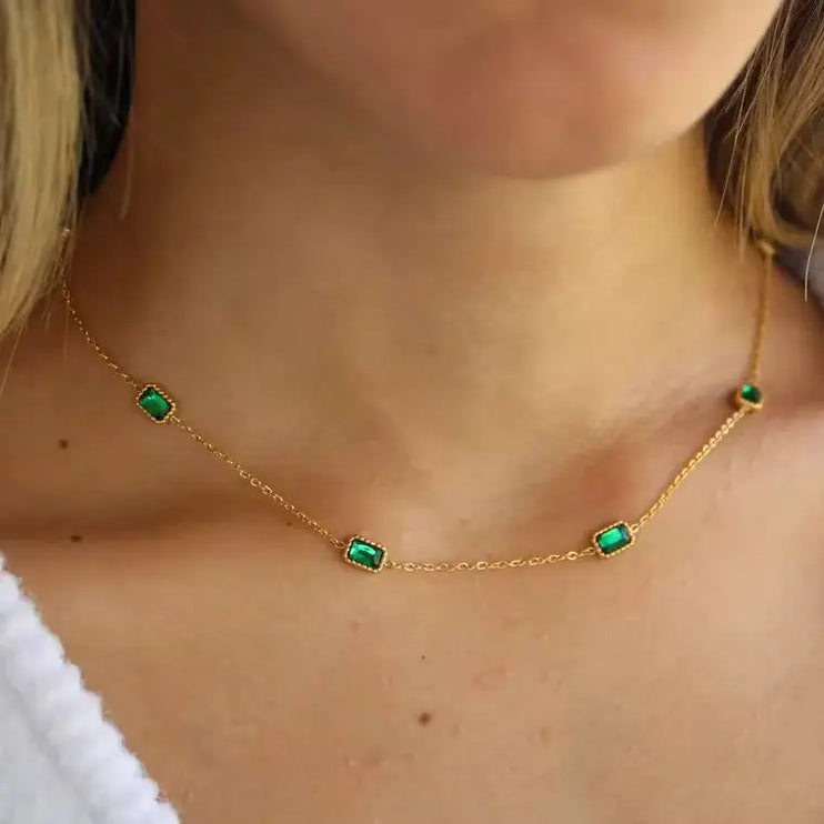 Emerald Station Necklace 2Moon Jewellery
