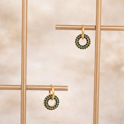Emerald Orbit Huggie Earrings 2Moon Jewellery