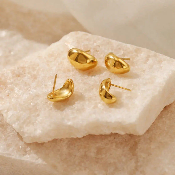 Golden Pebble Stud Earrings | 2Moon Jewellery