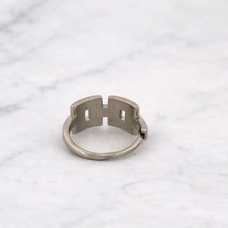 Metallic ring on a marble surface